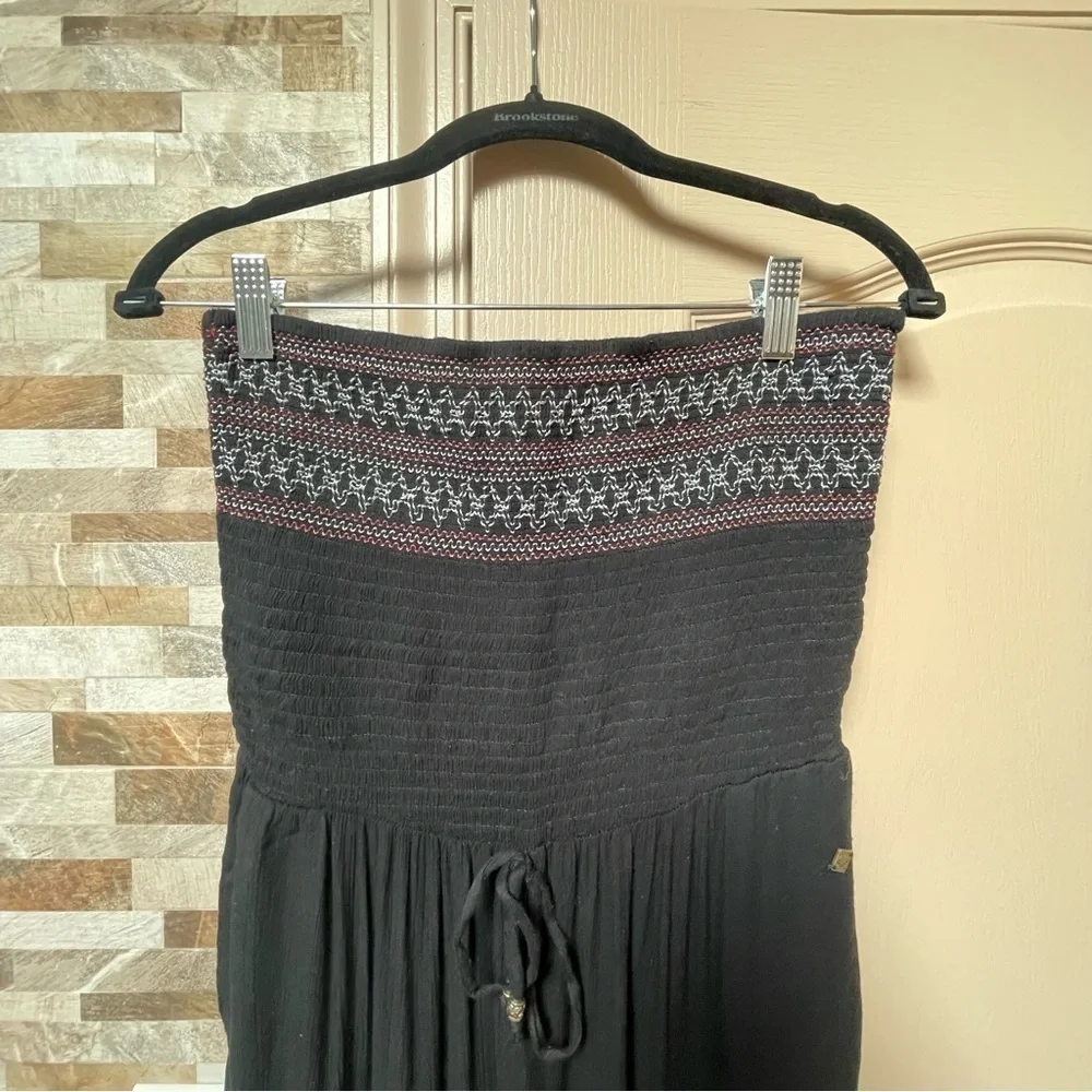 Superdry Black Strapless Wide-Leg Jumpsuit with Patterned Bodice - Picture 3 of 13